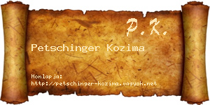 Petschinger Kozima névjegykártya